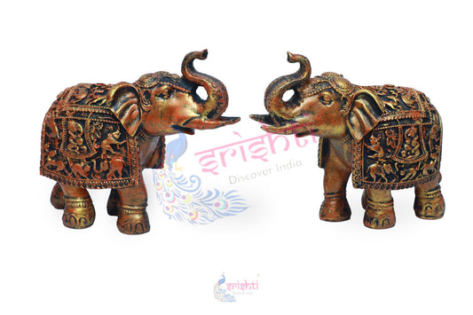 Wooden Elephant Pair M05 - 7.5  Inches