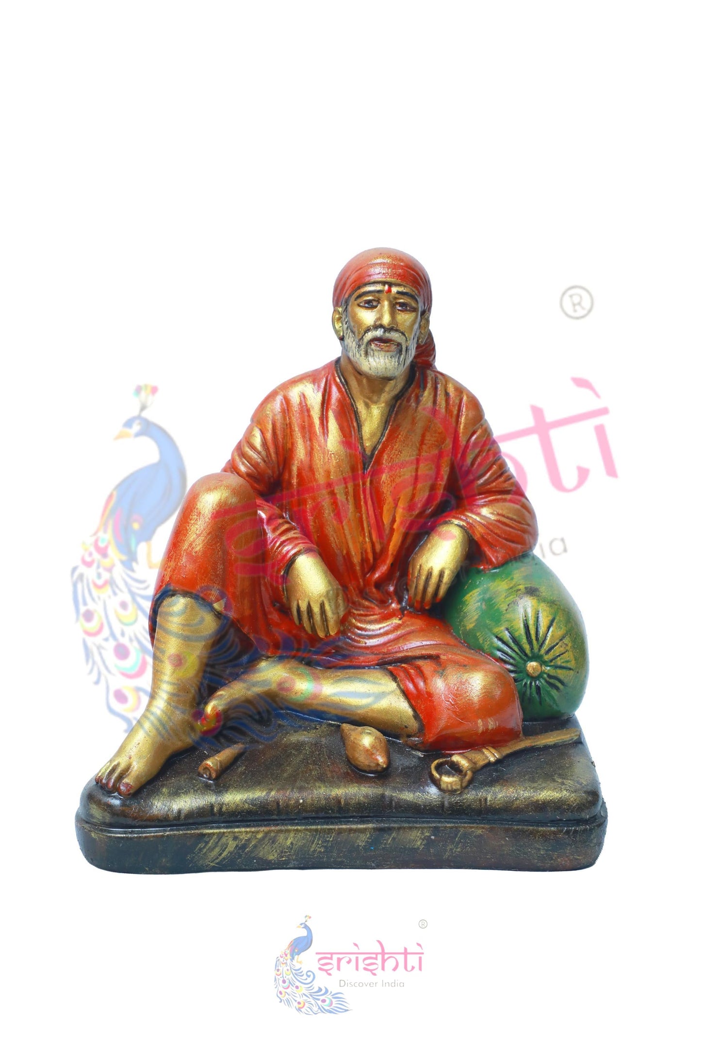 Wooden Sitting Saibaba M03 - 9 Inches
