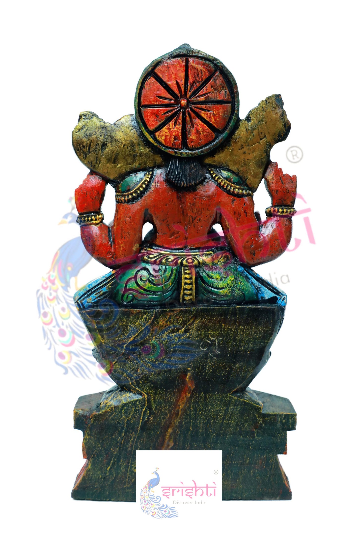 Wooden Lotus Ganesha - 24 Inches
