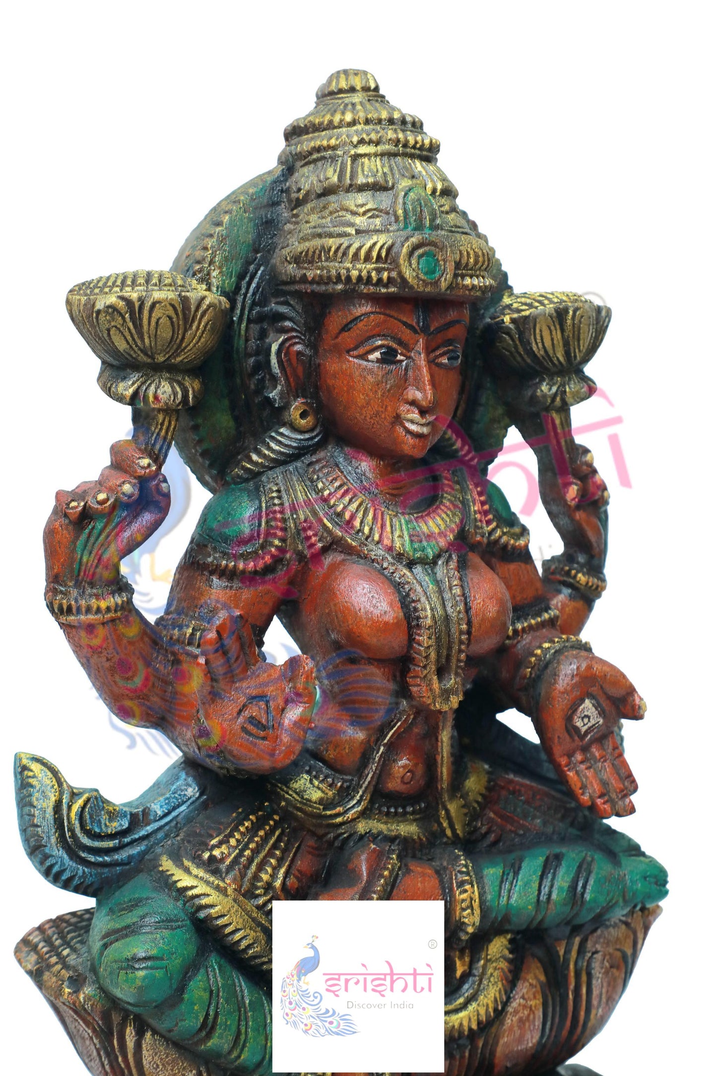 Wooden Lakshmi Wall Hanging  - 24.5 Inches