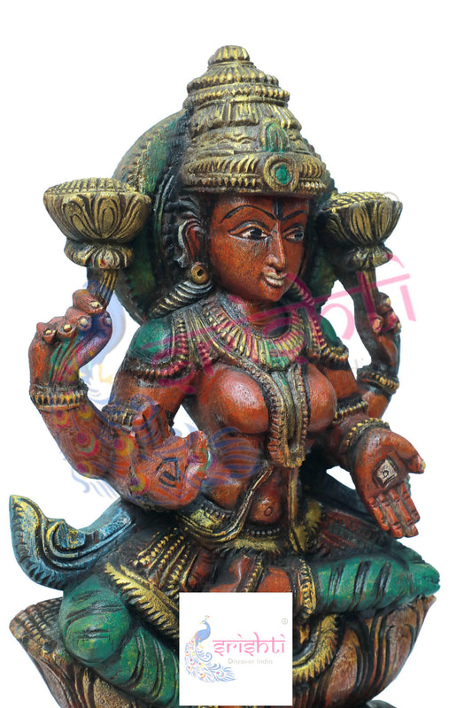 Wooden Lakshmi Wall Hanging  - 24.5 Inches