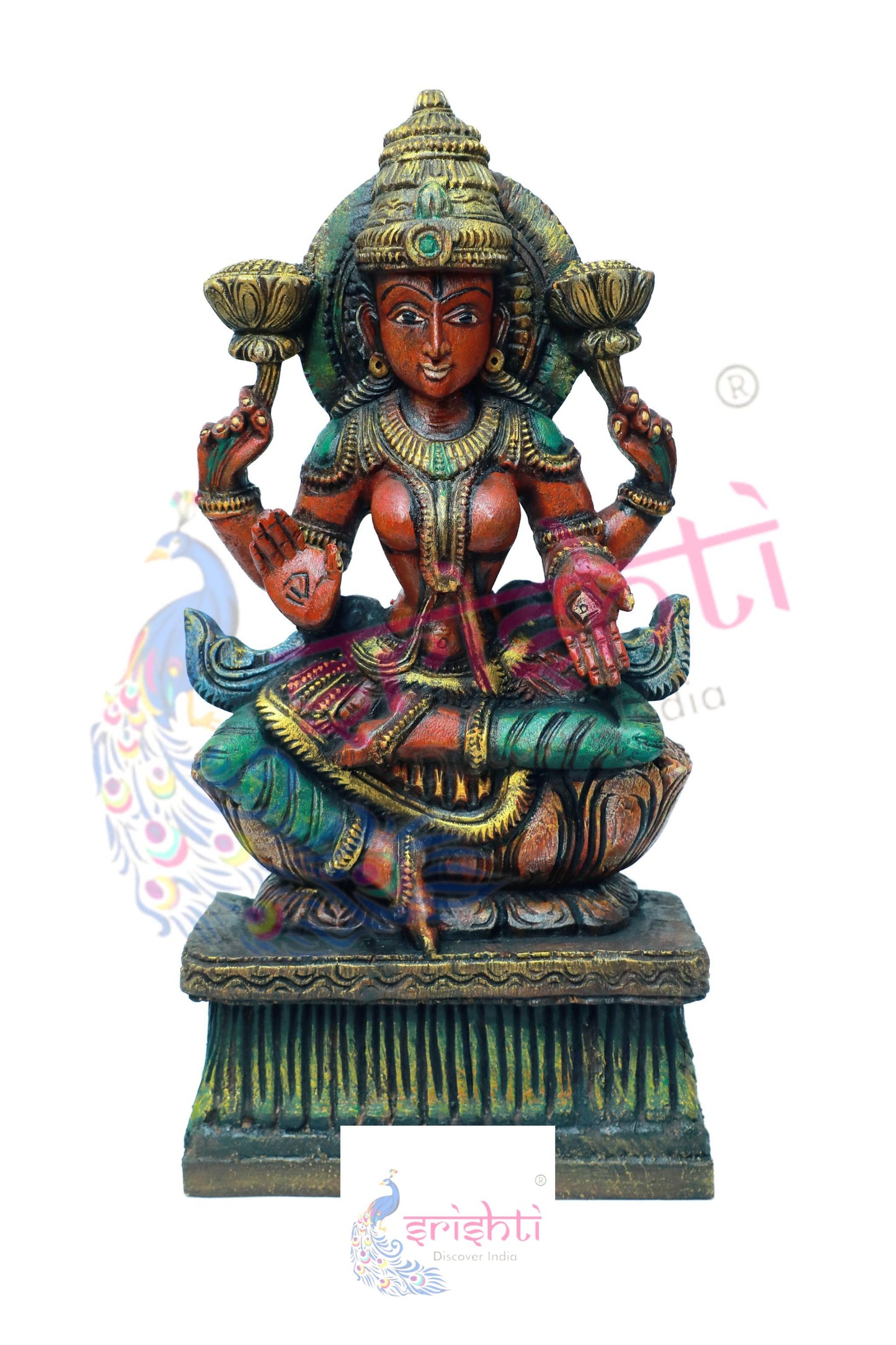 Wooden Lakshmi Wall Hanging  - 24.5 Inches
