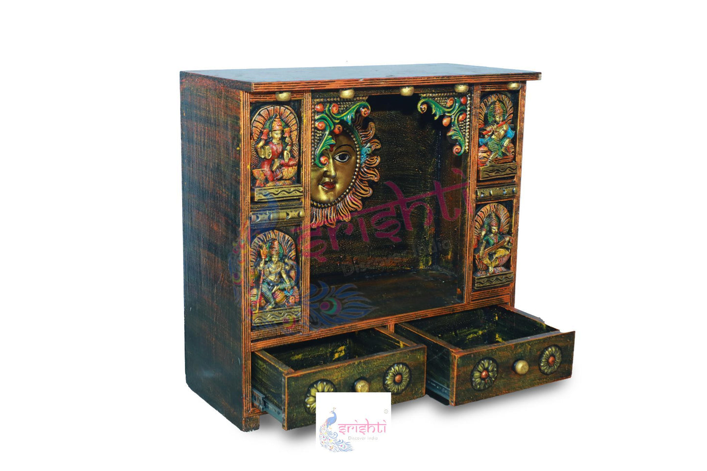 Wooden Sun Pooja Mandir - 30 Inches