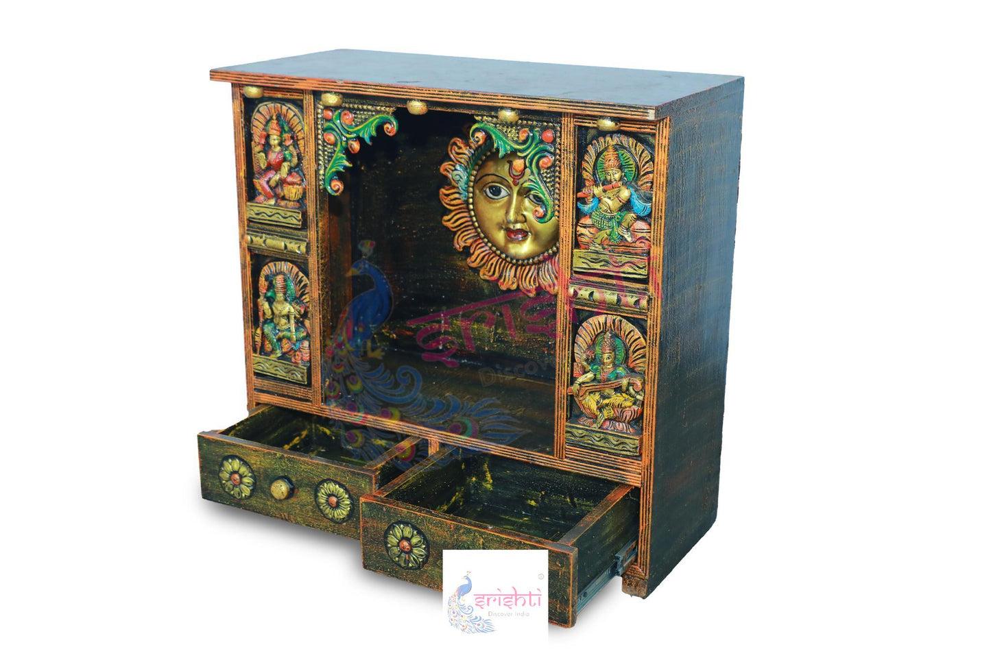 Wooden Sun Pooja Mandir - 30 Inches