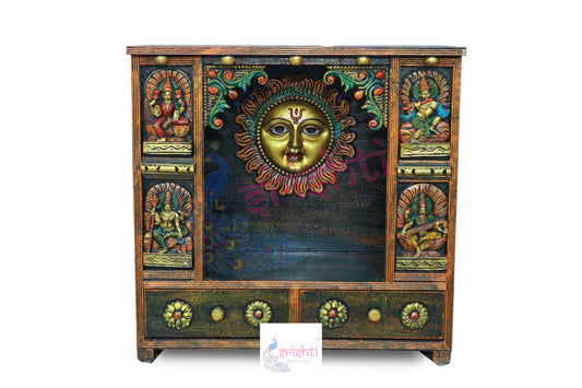 Wooden Sun Pooja Mandir - 30 Inches
