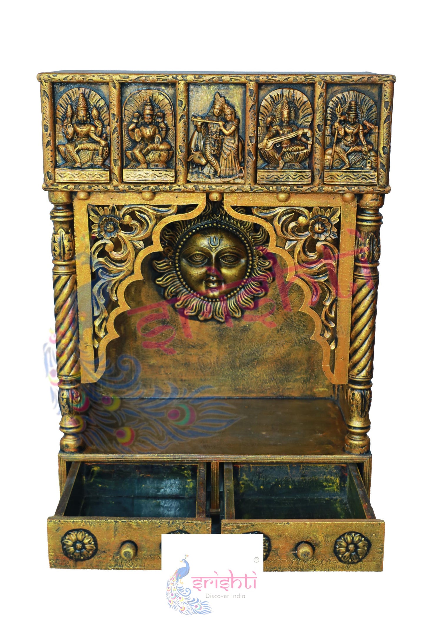 Wooden Sun Pooja Mandir - 43.5 Inches