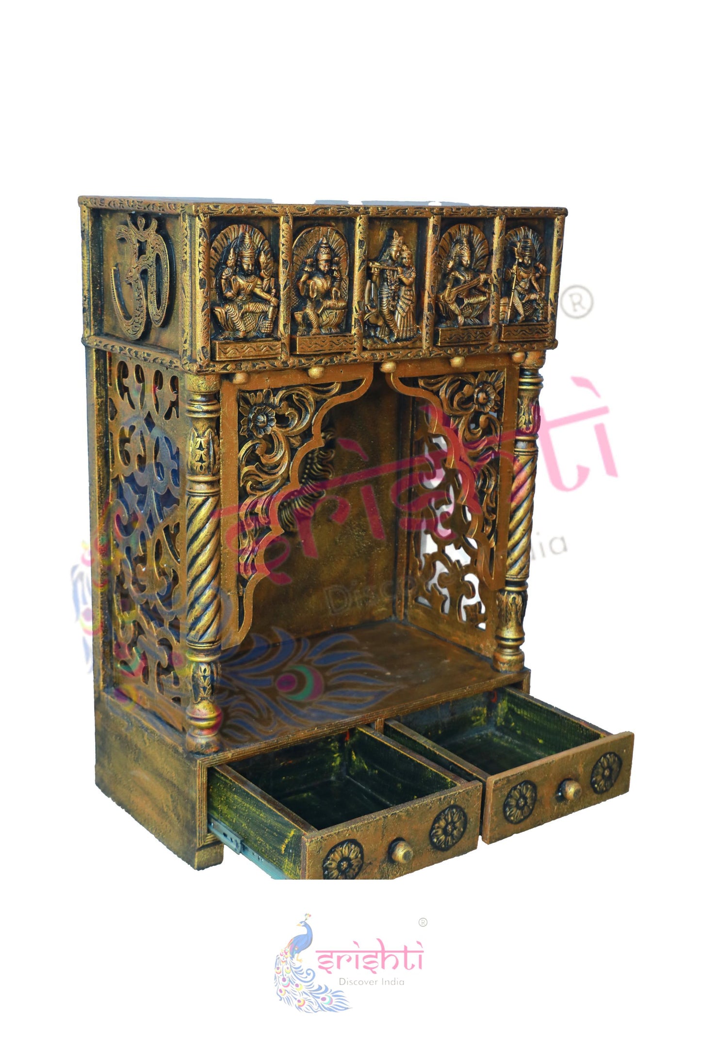Wooden Sun Pooja Mandir - 43.5 Inches