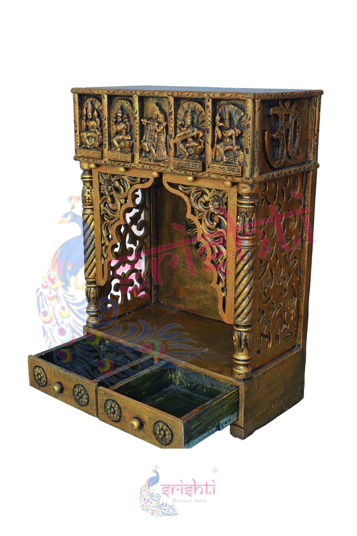 Wooden Sun Pooja Mandir - 43.5 Inches