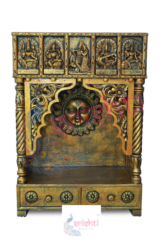 Wooden Sun Pooja Mandir - 43.5 Inches