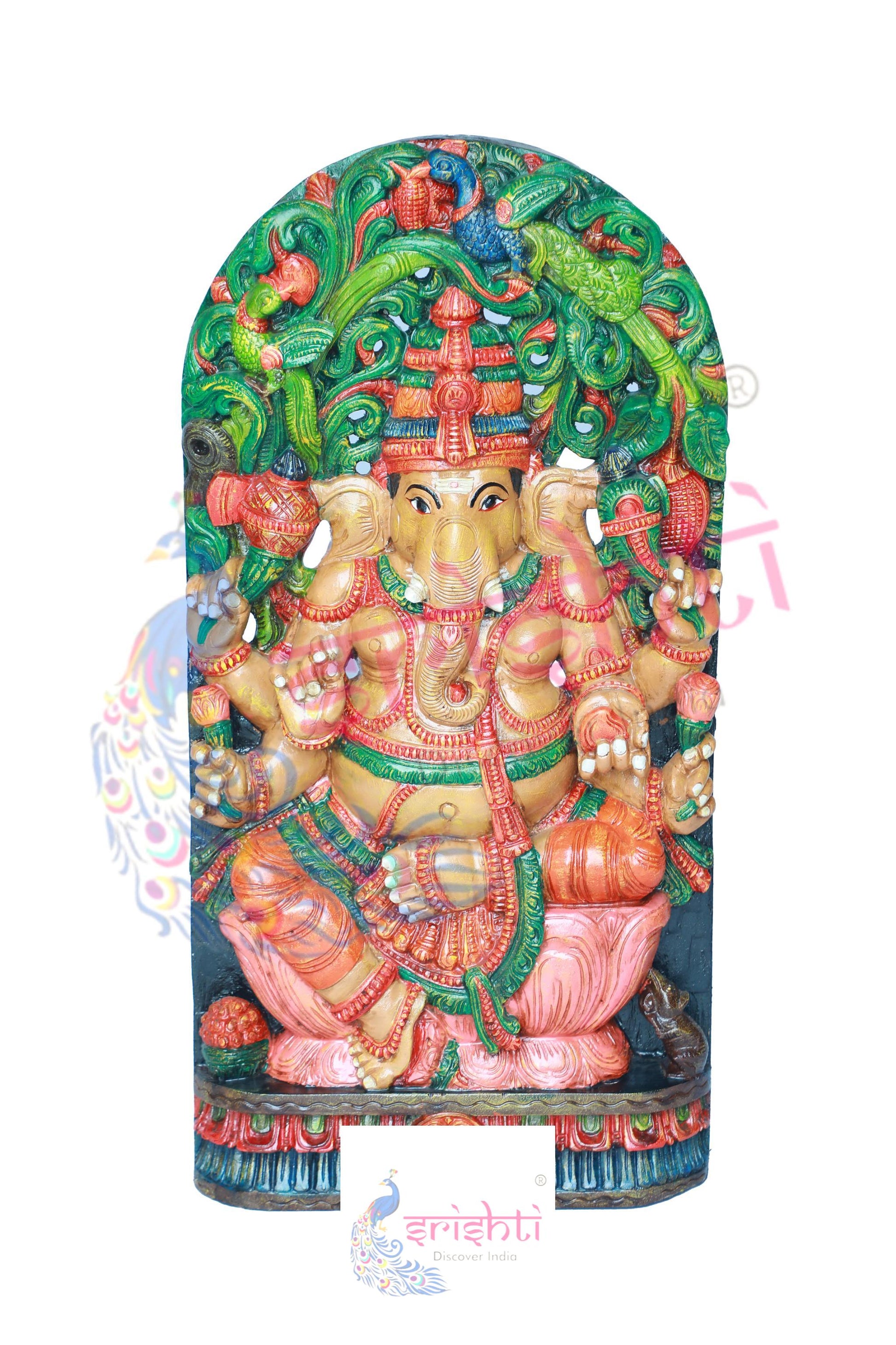 Wooden Ganesha Wall Hanging-36 Inches