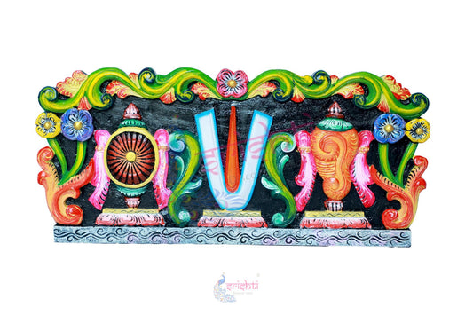 Wooden Shankh Chakara Wall Hanging-11 Inches