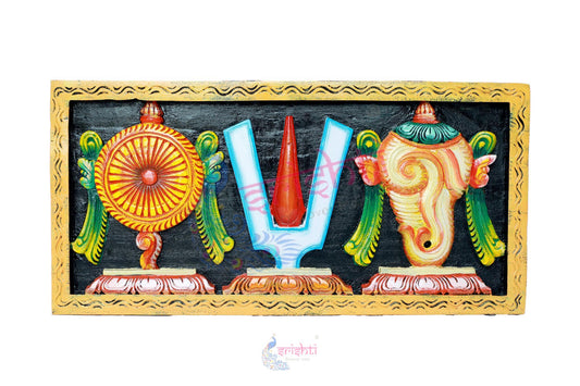 Wooden Shankh Chakara Wall Hanging-12 Inches