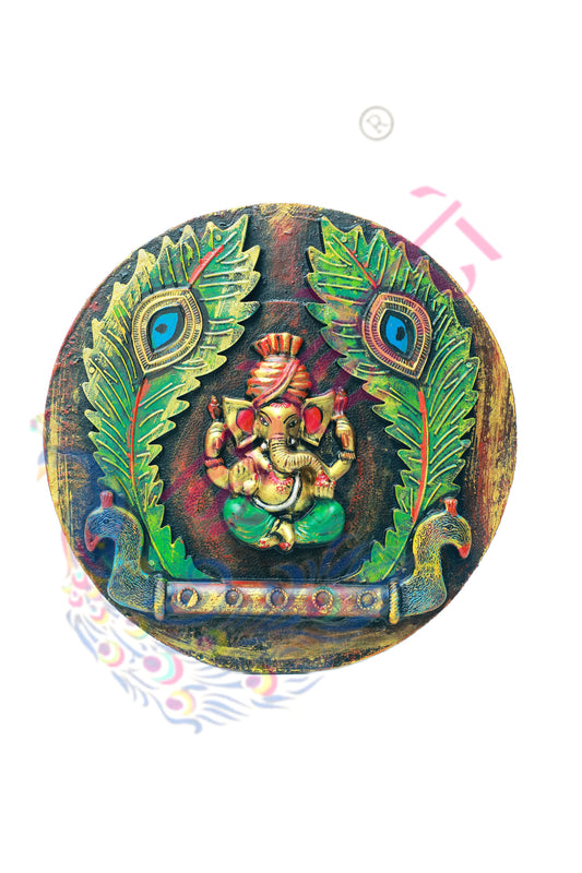 Wooden Ganesha Wall Hanging-13 Inches