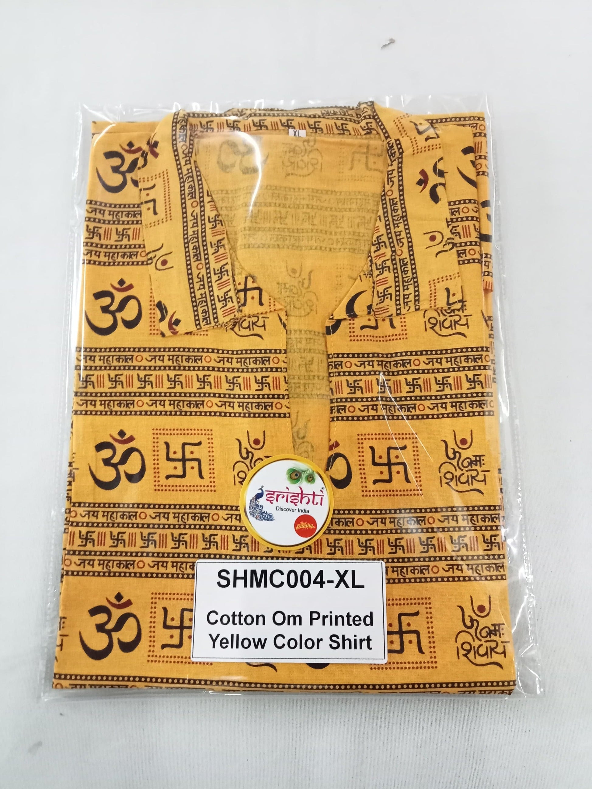 Cotton Om Printed Yellow Color Shirt