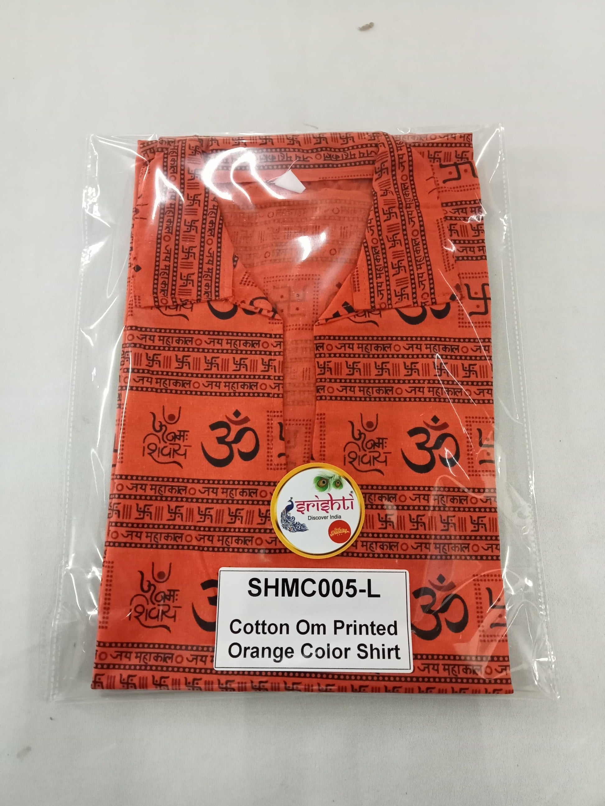 Cotton Om Printed Orange Color Shirt