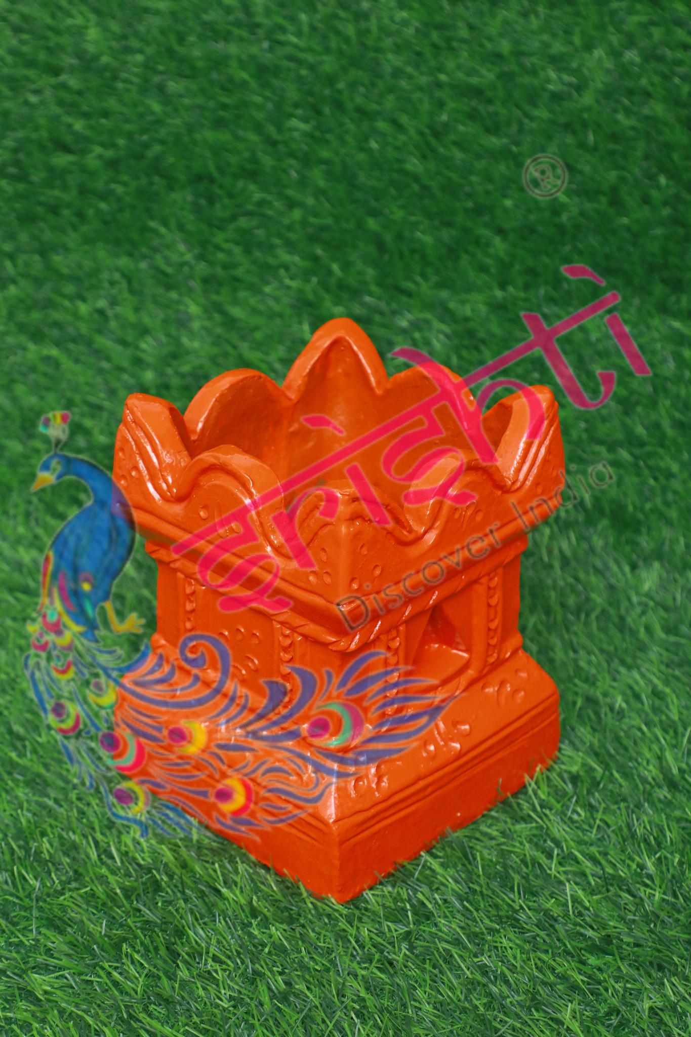 Clay Decor Tulasi Pot (Orange)-7.5 Inches