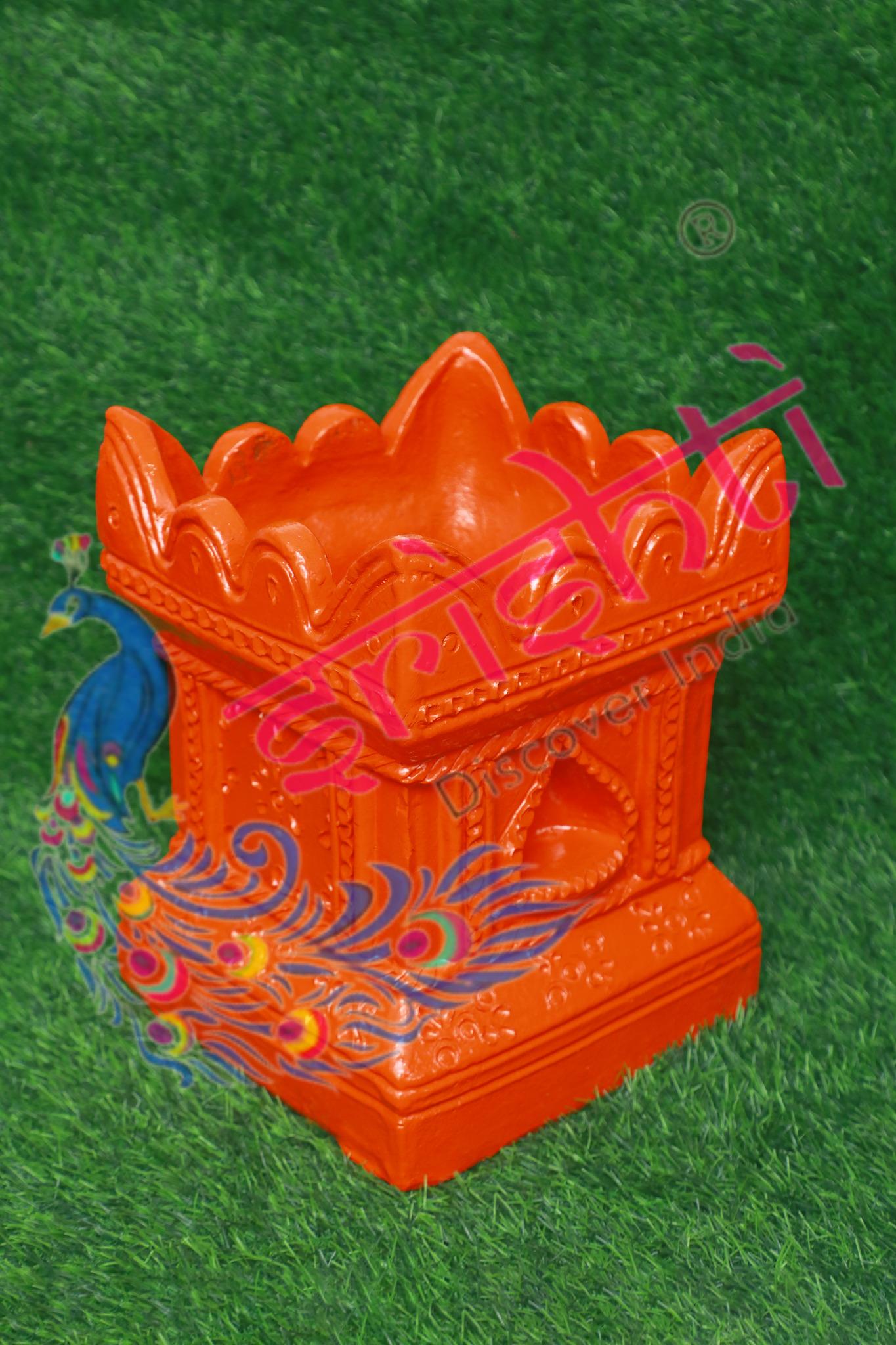 Clay Decor Tulasi Pot (Orange)-12 Inches