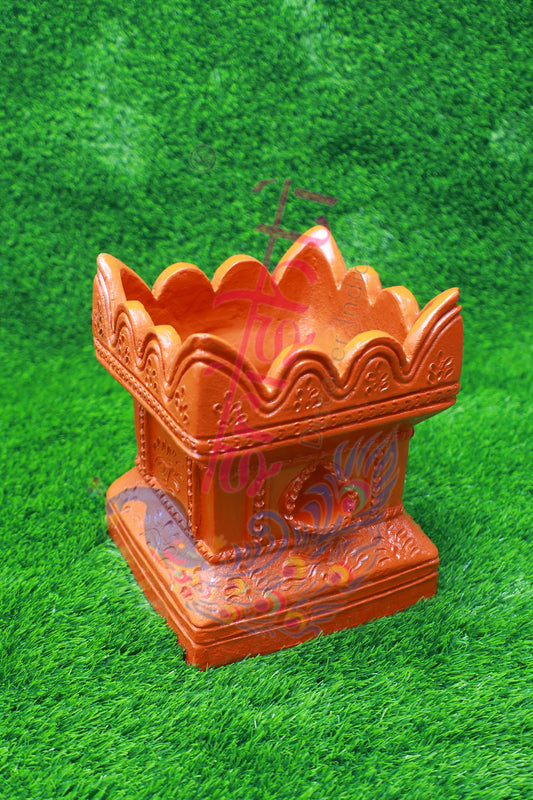 Clay Decor Tulasi Pot (Orange)-10 Inches