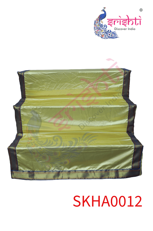 Golu stand Cover-3 Step - Yellow-Art Silk