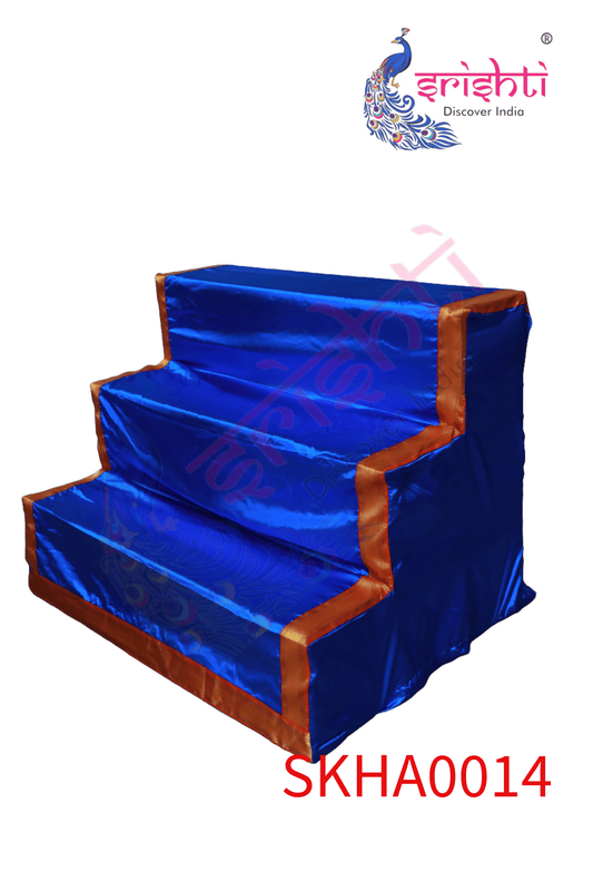 Golu stand Cover-3 Step -Blue-Art Silk