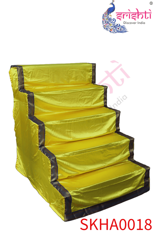Golu stand Cover-5 Step - Bright Yellow-Art Silk