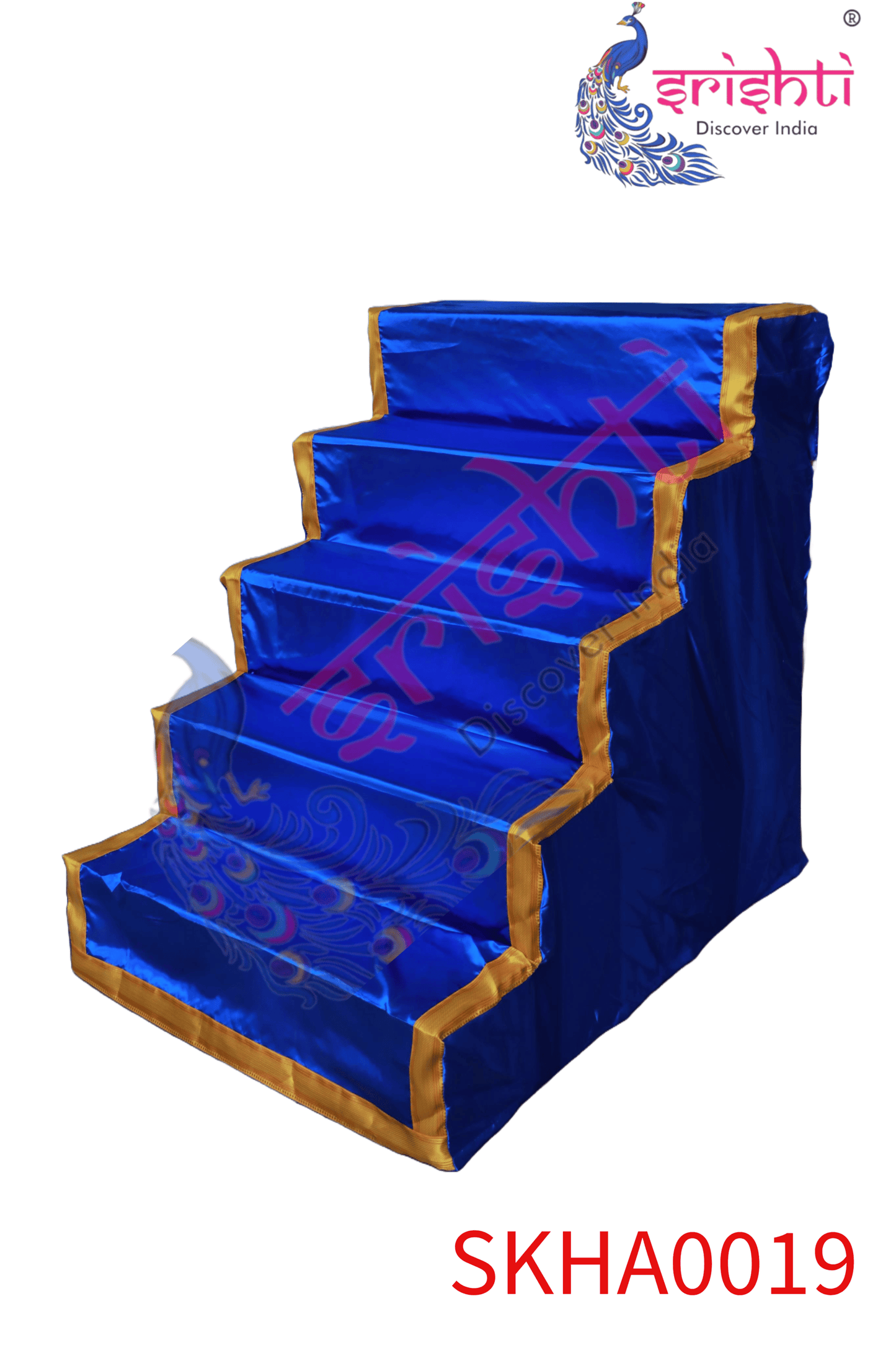 Golu stand Cover-5 Step -Blue-Art Silk