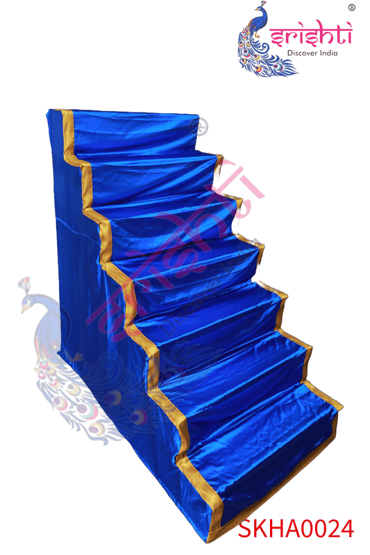 Golu stand Cover-7 Step -Blue-Art Silk