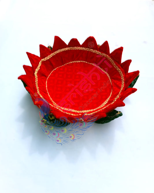 Decorative Design Lotus Stand Red Color (3D)-6 Inches