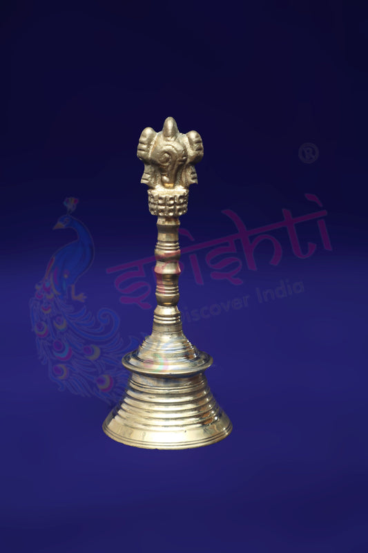 Brass Shankh Chakra Pooja Bell-5.5 Inches