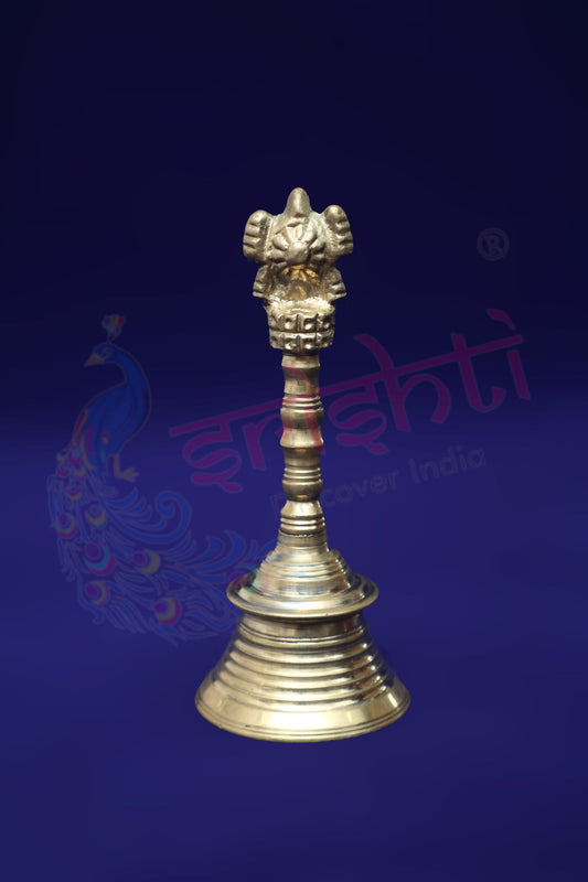 Brass Shankh Chakra Pooja Bell-5.5 Inches