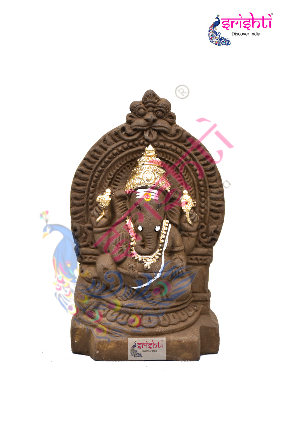 Clay Arch Ganesha Brown-6.5 Inches