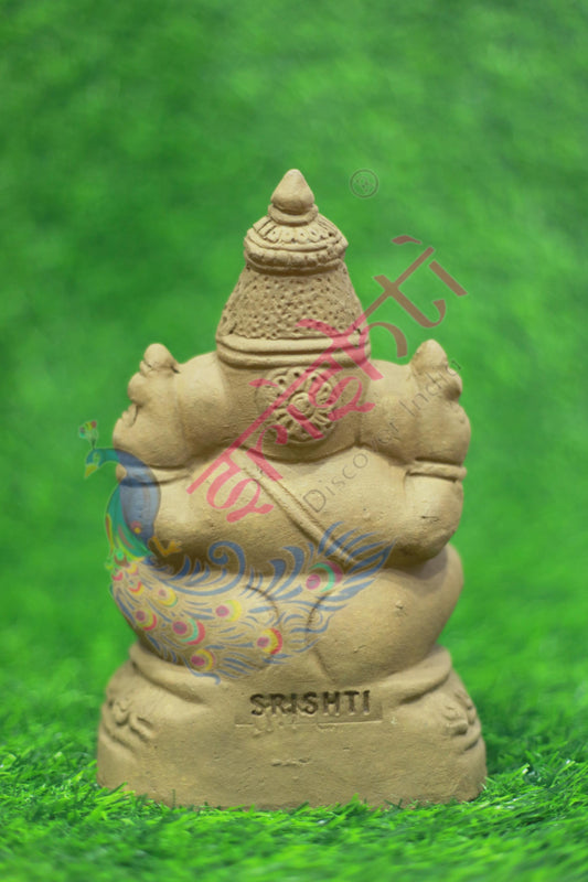 Clay Ganesha Brown-8 Inches
