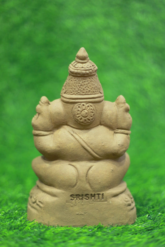 Clay Ganesha Brown-8 Inches