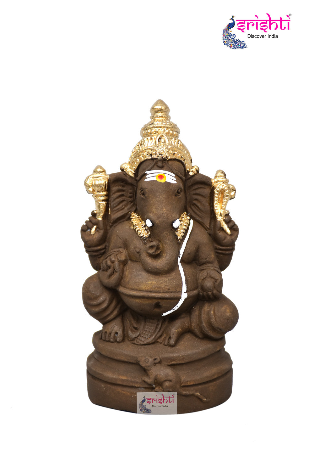 Clay Ganesha Brown Color-6.5 Inches