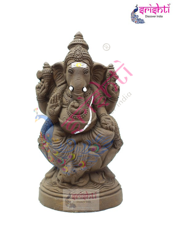 Clay Lotus Ganesha-9.5 Inches