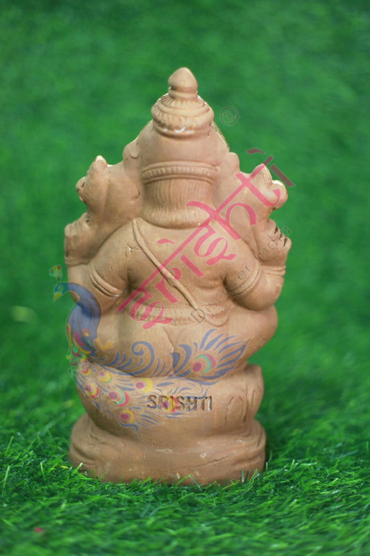 Clay Lotus Ganesha Gold Color-9.5 Inches