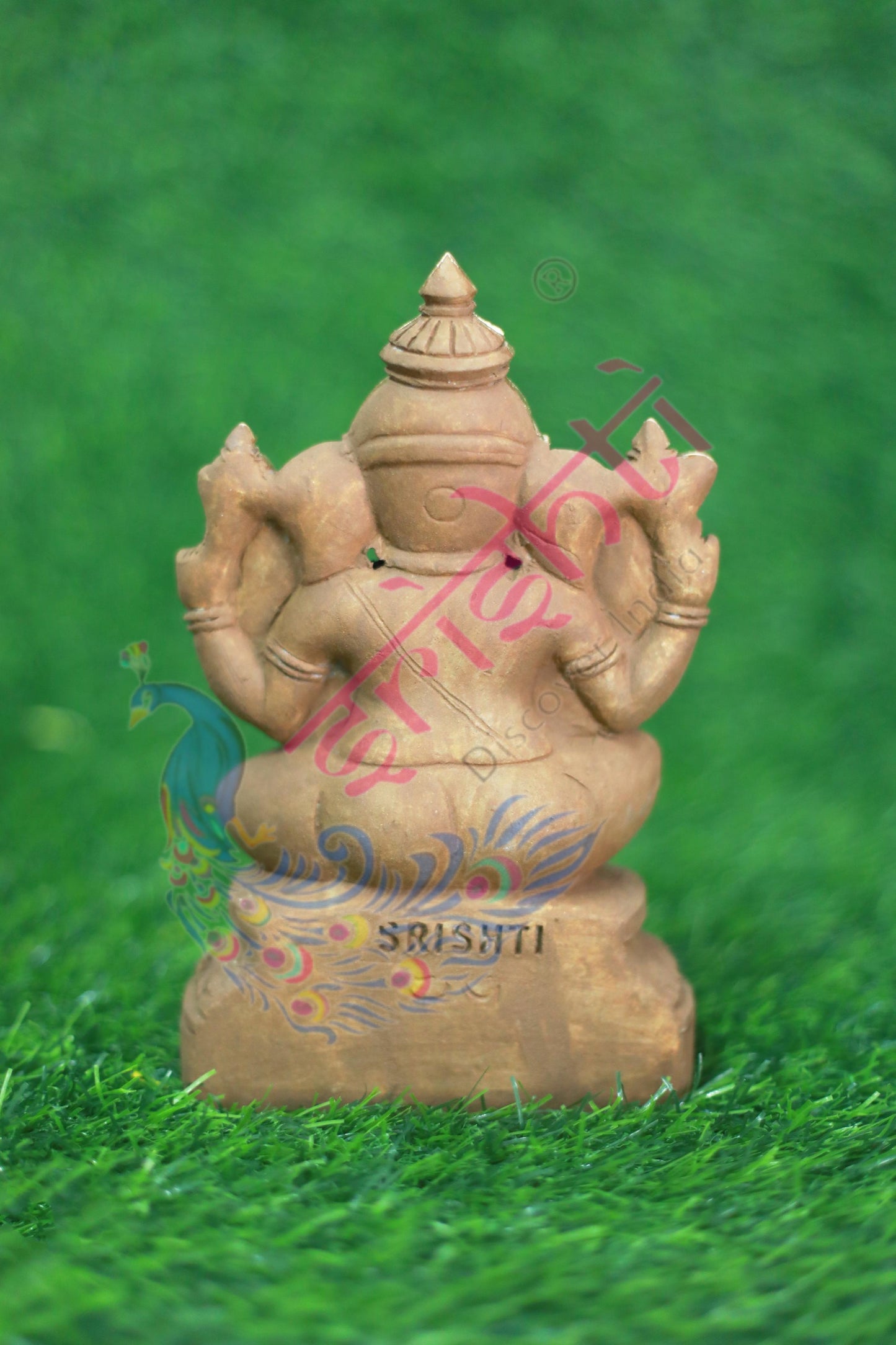 Clay Valampuri Ganesha Gold Color-7.5 Inches