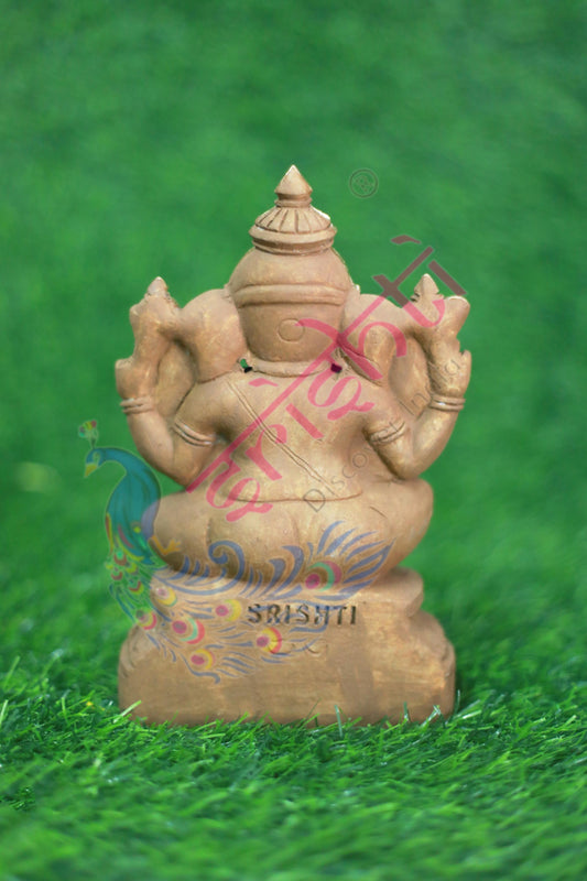 Clay Valampuri Ganesha Gold Color-7.5 Inches