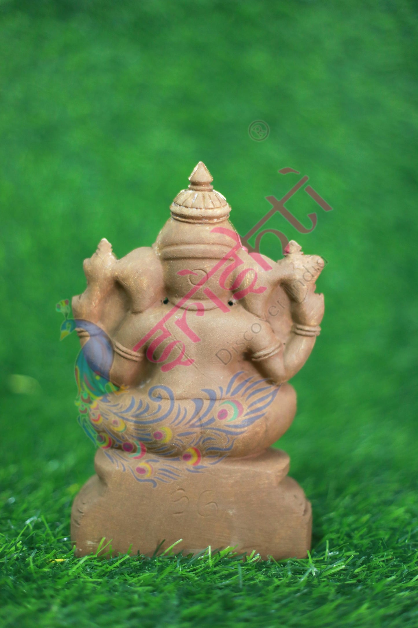 Clay Edampuri Ganesha Gold Color-7.5 Inches