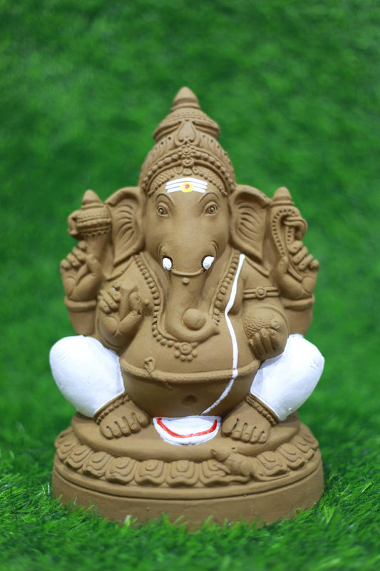 Clay Lotus Ganesha-11 Inches