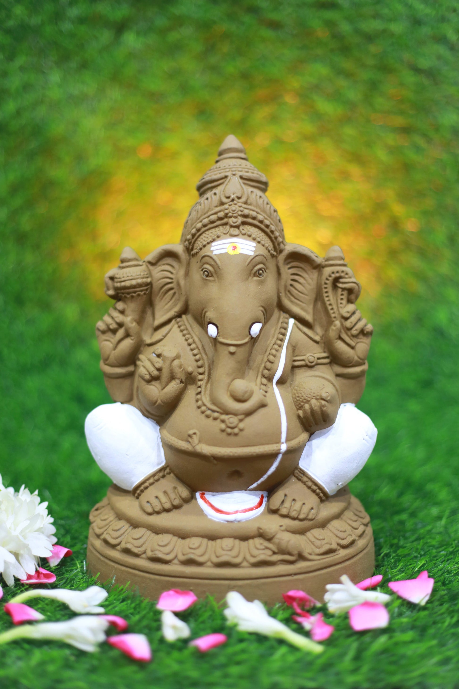 Clay Lotus Ganesha-11 Inches