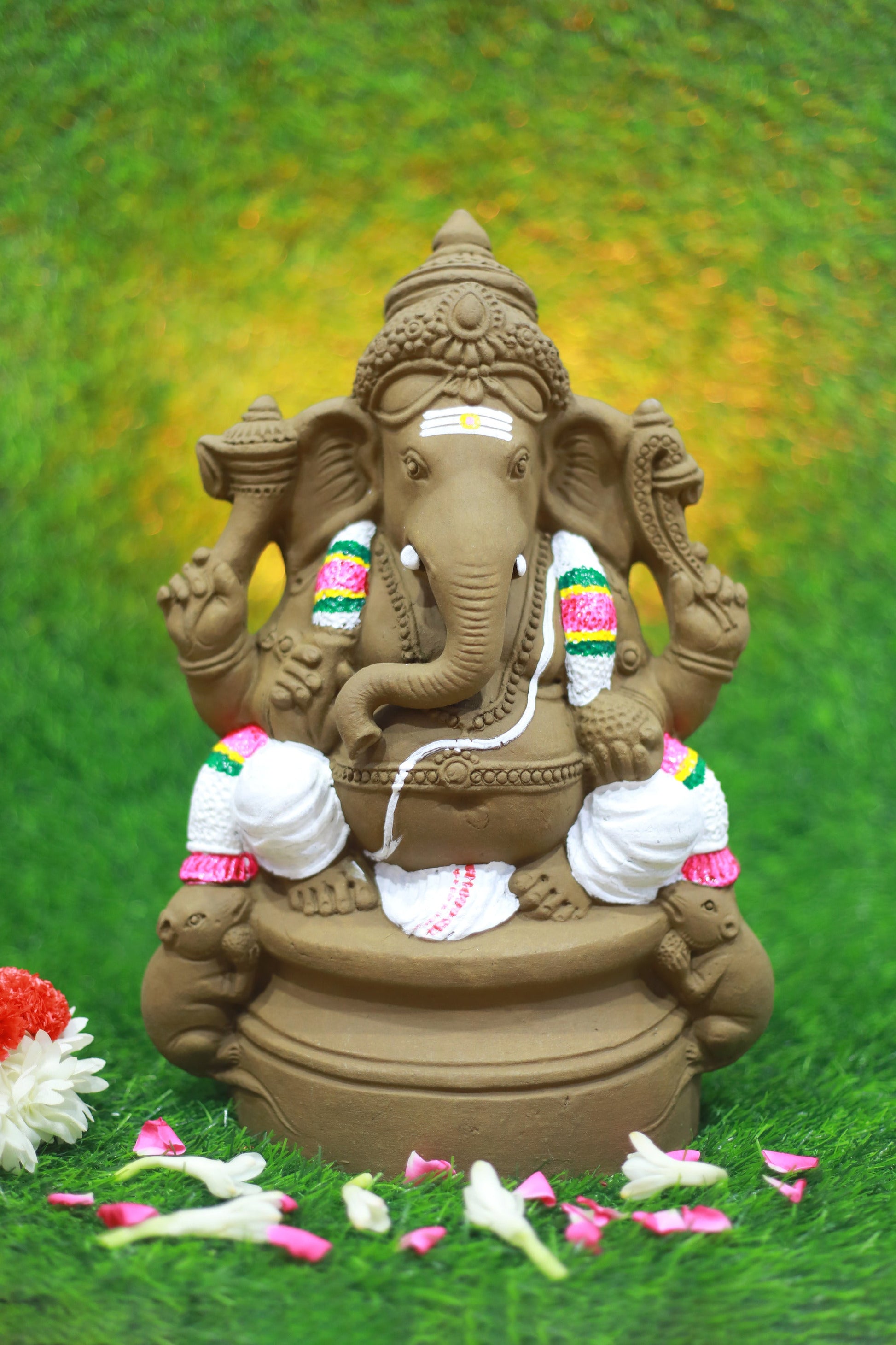 Clay Ganesha Assorted Color-14 Inches
