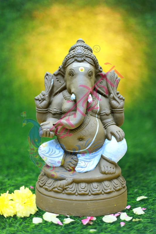 Clay Valampuri Ganesha-11 Inches