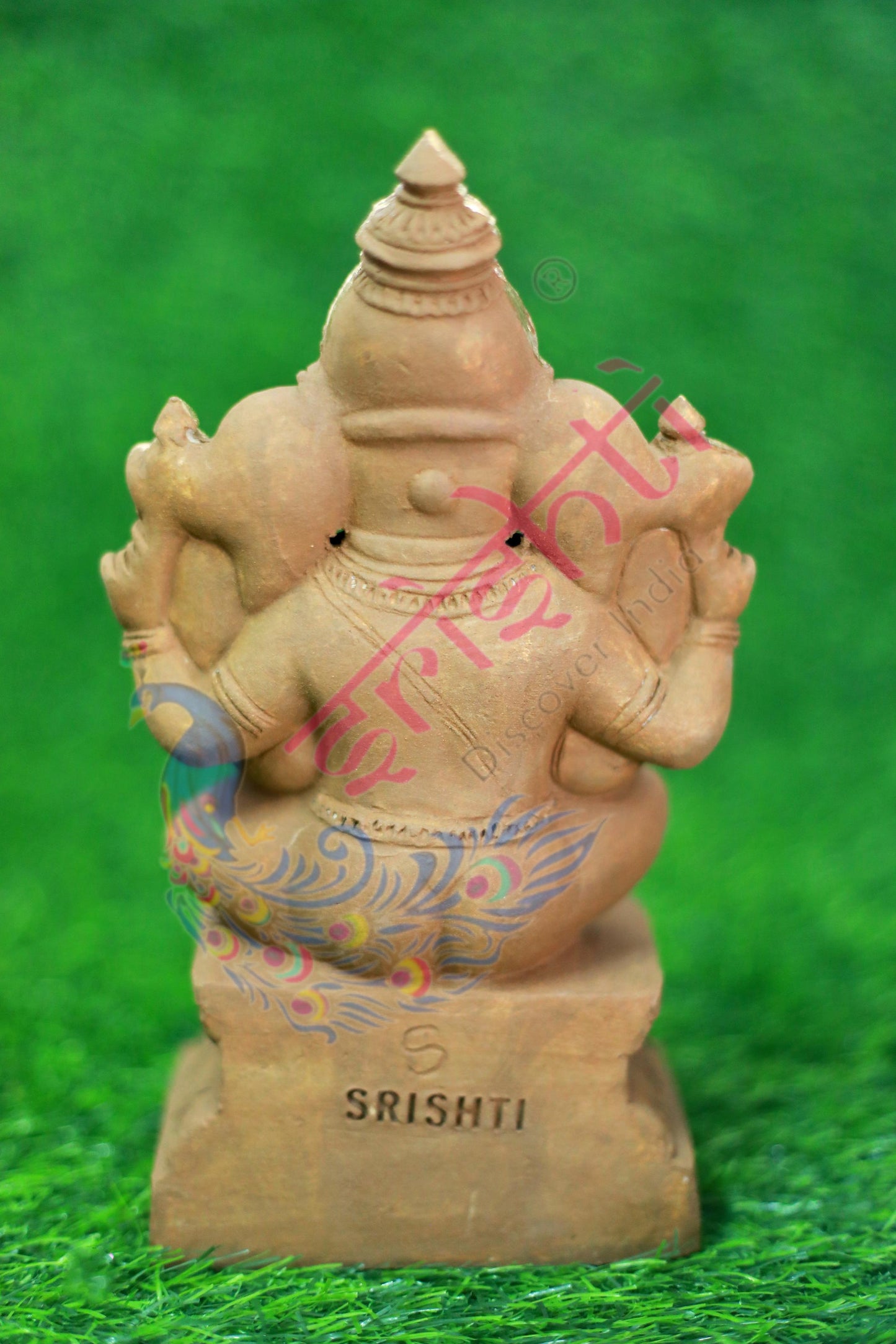 Clay Valampuri Ganesha Gold-9 Inches