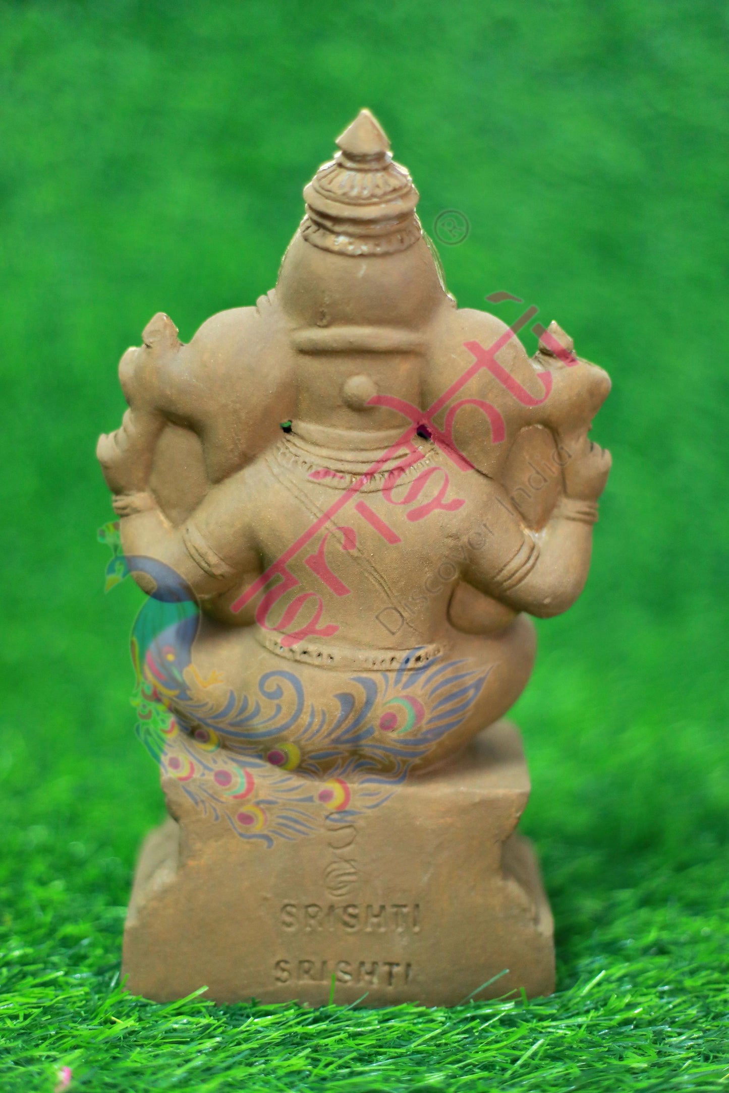 Clay Edampuri Ganesha Gold-9 Inches
