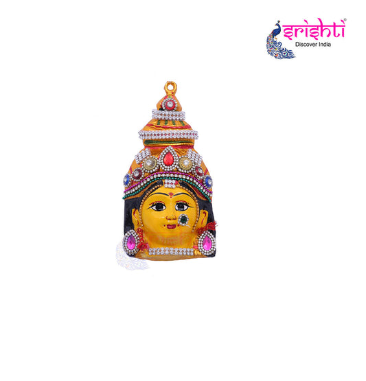 Varalakshmi Goddess Yellow Face with Stone Work (6.5 Inches)