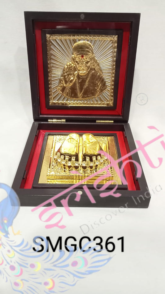 Sai Baba With Charan Paduka Photo Frame Box-M01