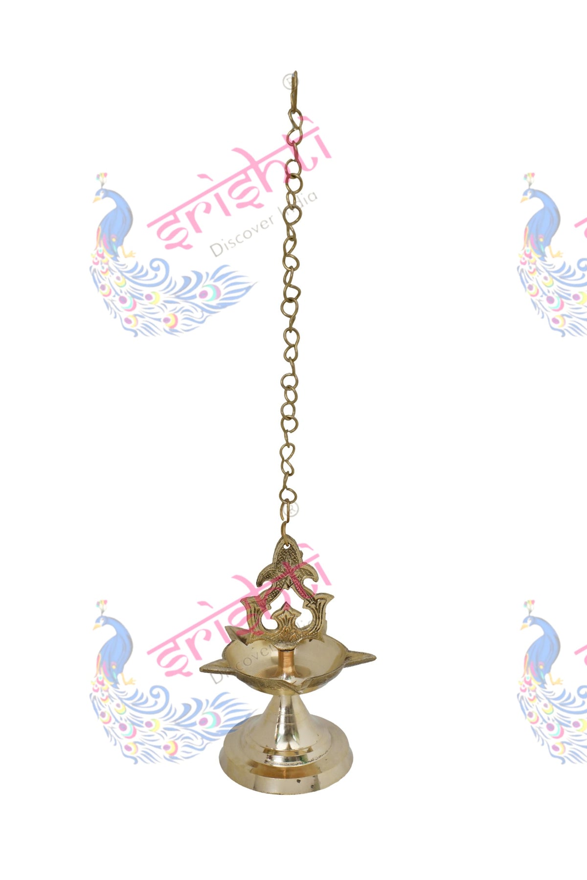 Brass Five Face Hanging Diya-5.5 Inches
