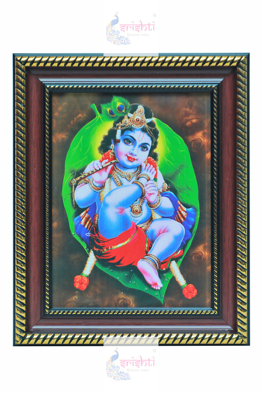 Leaf Krishna Photo (8 X 10 Inches)