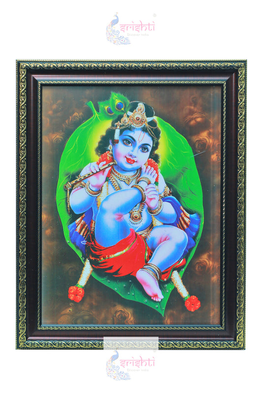 Leaf Krishna Photo (14.5 X 18.5 Inches)